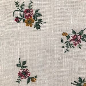 Vintage White Floral Printed Linen Style Fabric 11 Yards